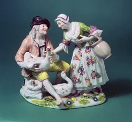 Meissen-figur af en fjerkræsælger, ca. 1750